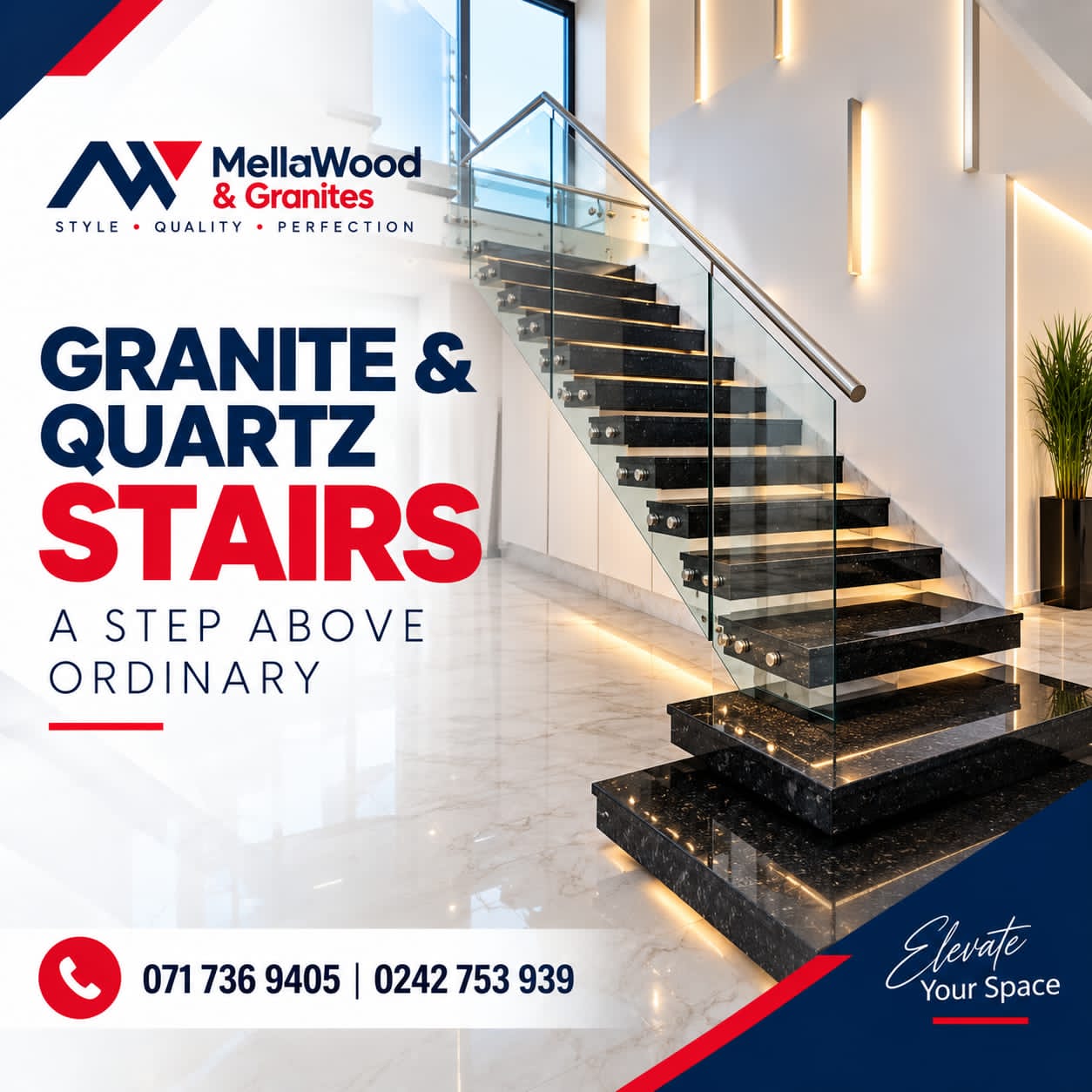 Granite and Quartz Stair Cases
